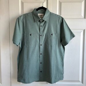 UpWest Green Button Hemp Blend Breathable M Short Sleeve Shirt Resort Cruise